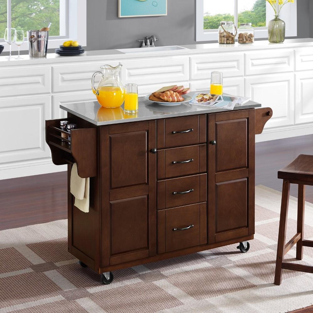 Crosley Furniture - Eleanor Stainless Steel Top Kitchen Cart - KF30172EMA veiw 8