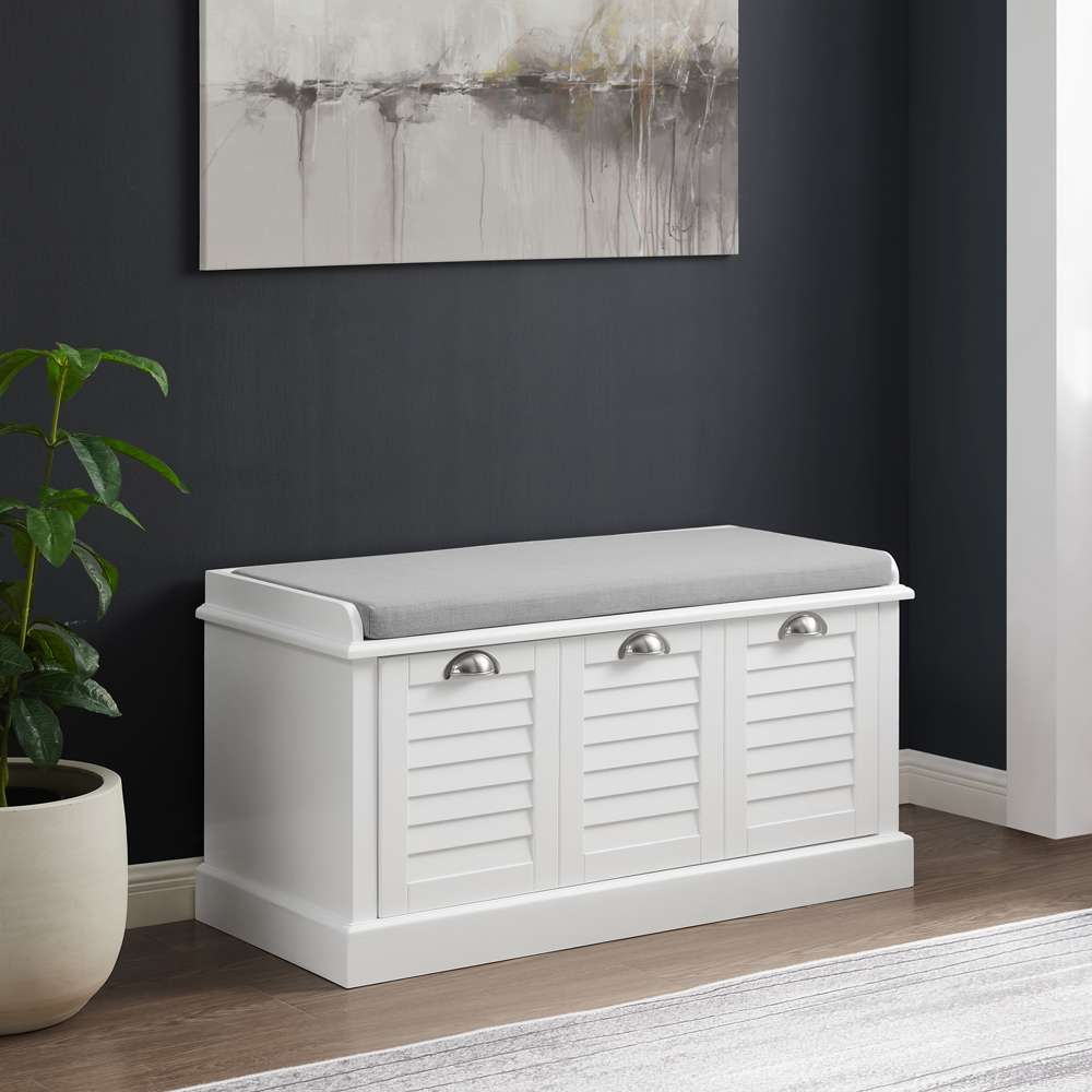 Crosley Furniture Ellison Storage Bench White/Gray - CF6041-WH veiw 1