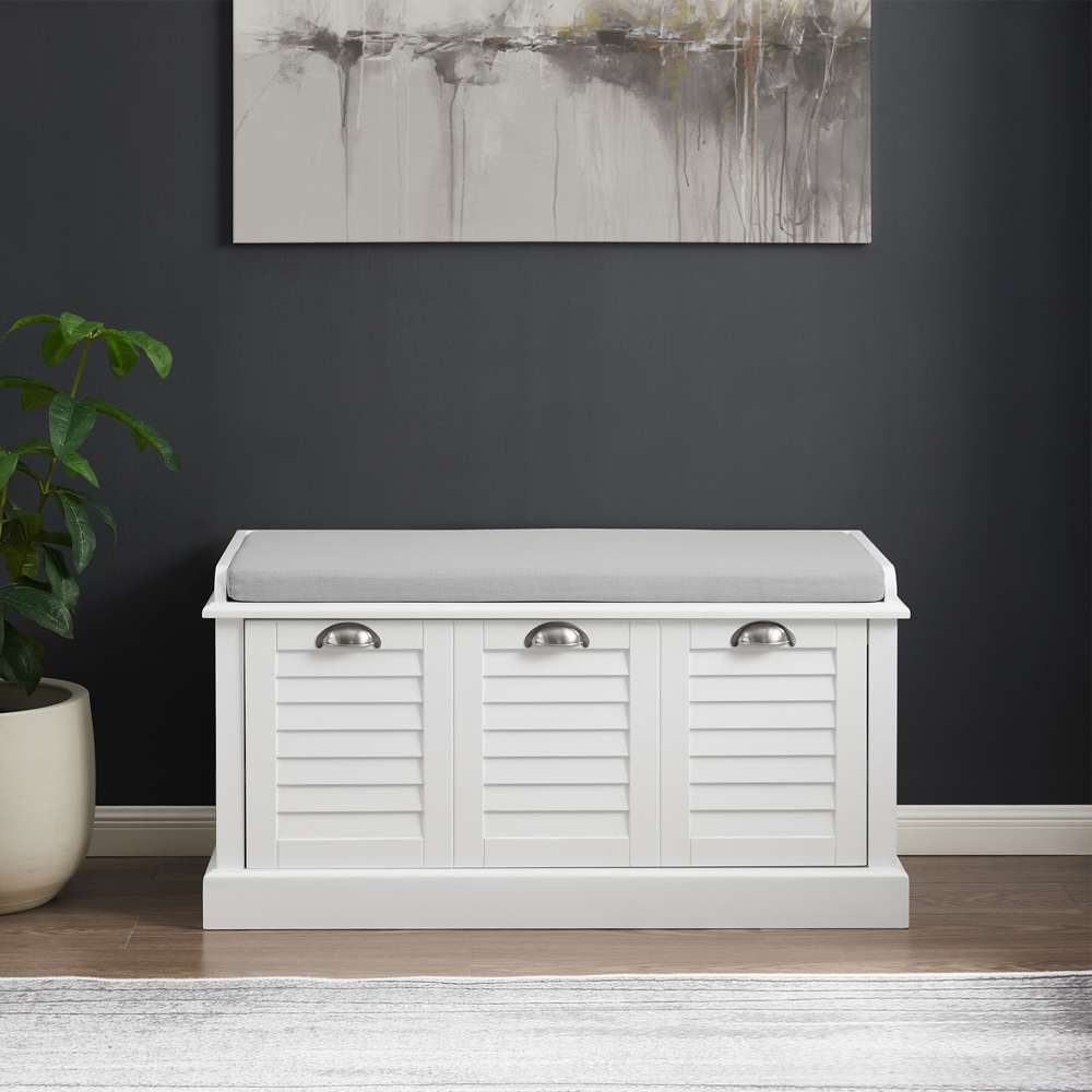 Crosley Furniture Ellison Storage Bench White/Gray - CF6041-WH veiw 2