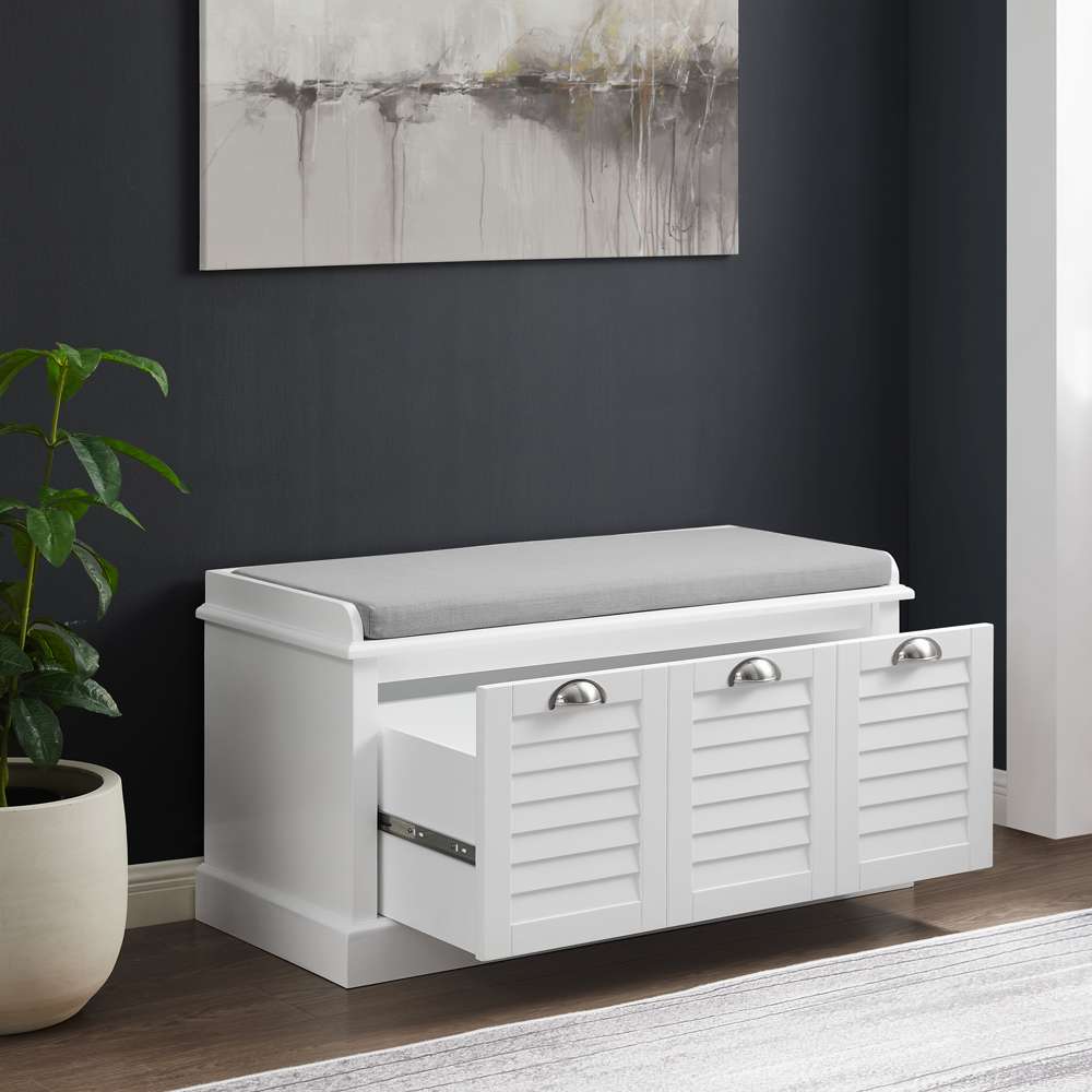 Crosley Furniture Ellison Storage Bench White/Gray - CF6041-WH veiw 3