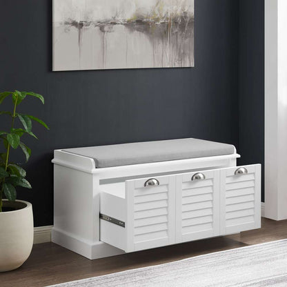Crosley Furniture Ellison Storage Bench White/Gray - CF6041-WH veiw 3