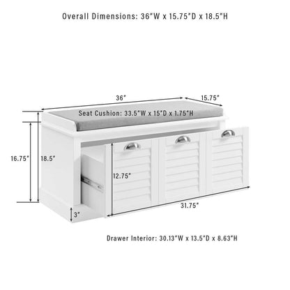 Crosley Furniture Ellison Storage Bench White/Gray - CF6041-WH veiw 10