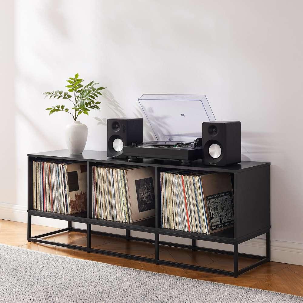 Crosley Furniture - Enzo Large Record Storage Media Console Black - CF1127-BK veiw 2