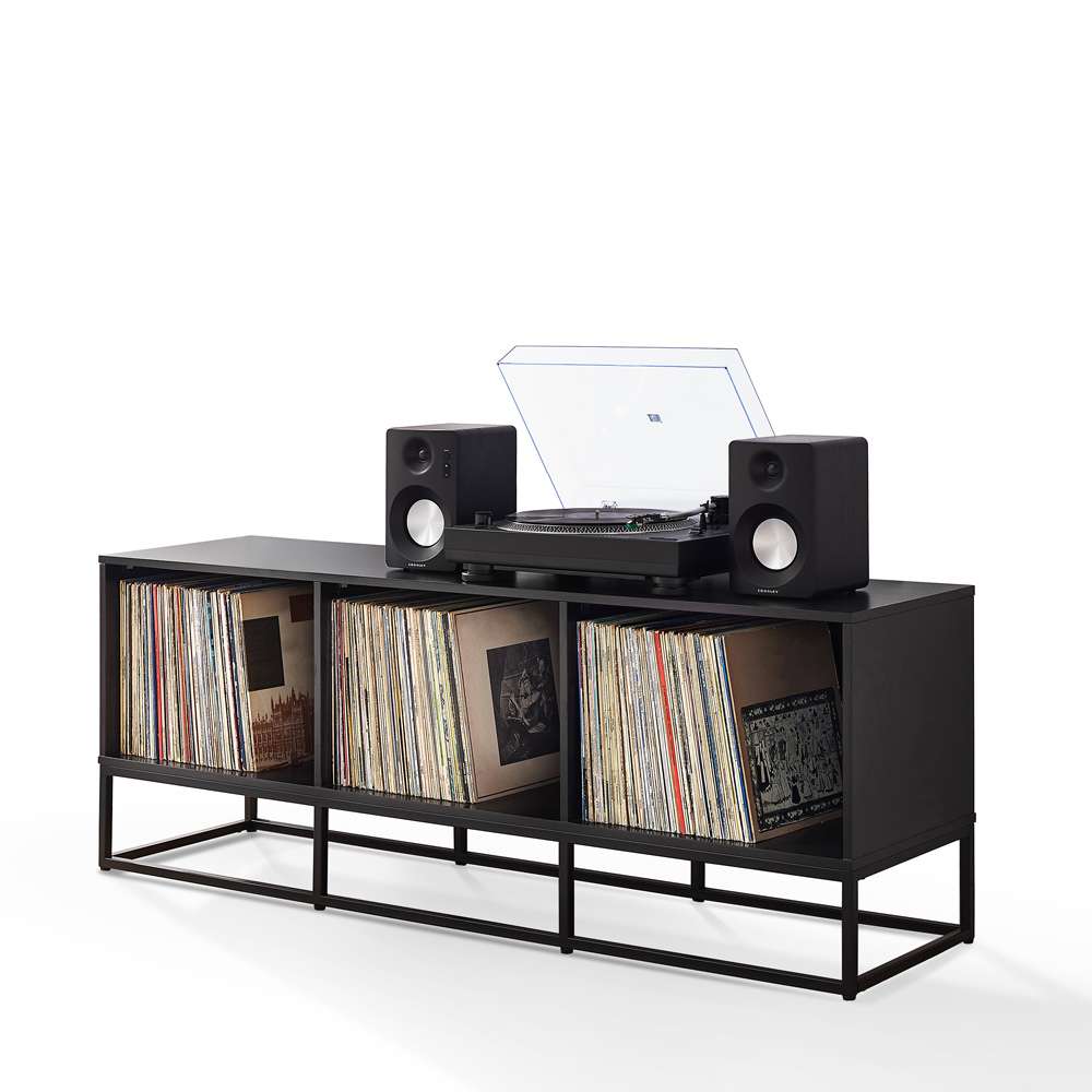 Crosley Furniture - Enzo Large Record Storage Media Console Black - CF1127-BK veiw 5