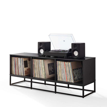 Crosley Furniture - Enzo Large Record Storage Media Console Black - CF1127-BK veiw 5