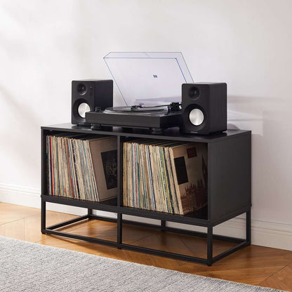 Crosley Furniture - Enzo Medium Record Storage Media Console Black - CF1126-BK veiw 2