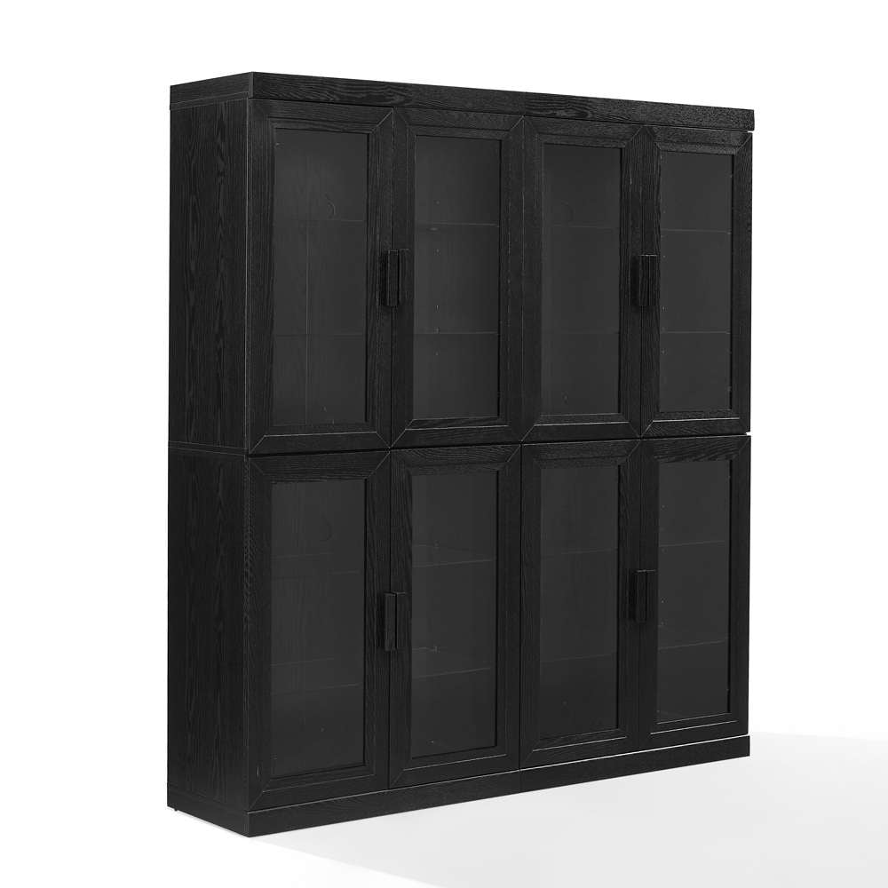 Crosley Furniture - Essen 2Pc Glass Door Kitchen Pantry Storage Cabinet Set Black - 2 Pantries - KF33065BK veiw 1