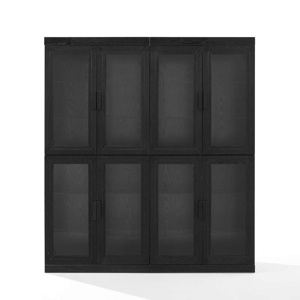 Crosley Furniture - Essen 2Pc Glass Door Kitchen Pantry Storage Cabinet Set Black - 2 Pantries - KF33065BK veiw 6