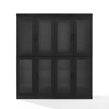 Crosley Furniture - Essen 2Pc Glass Door Kitchen Pantry Storage Cabinet Set Black - 2 Pantries - KF33065BK veiw 6