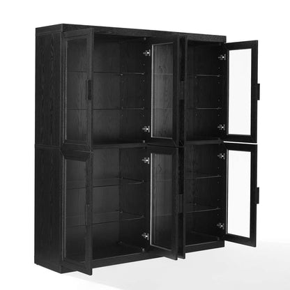Crosley Furniture - Essen 2Pc Glass Door Kitchen Pantry Storage Cabinet Set Black - 2 Pantries - KF33065BK veiw 7