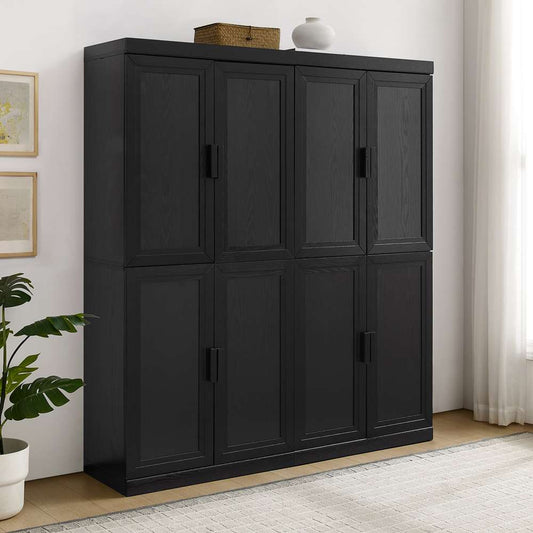 Crosley Furniture - Essen 2Pc Kitchen Pantry Storage Cabinet Set Black - 2 Pantries - KF33064BK veiw 2