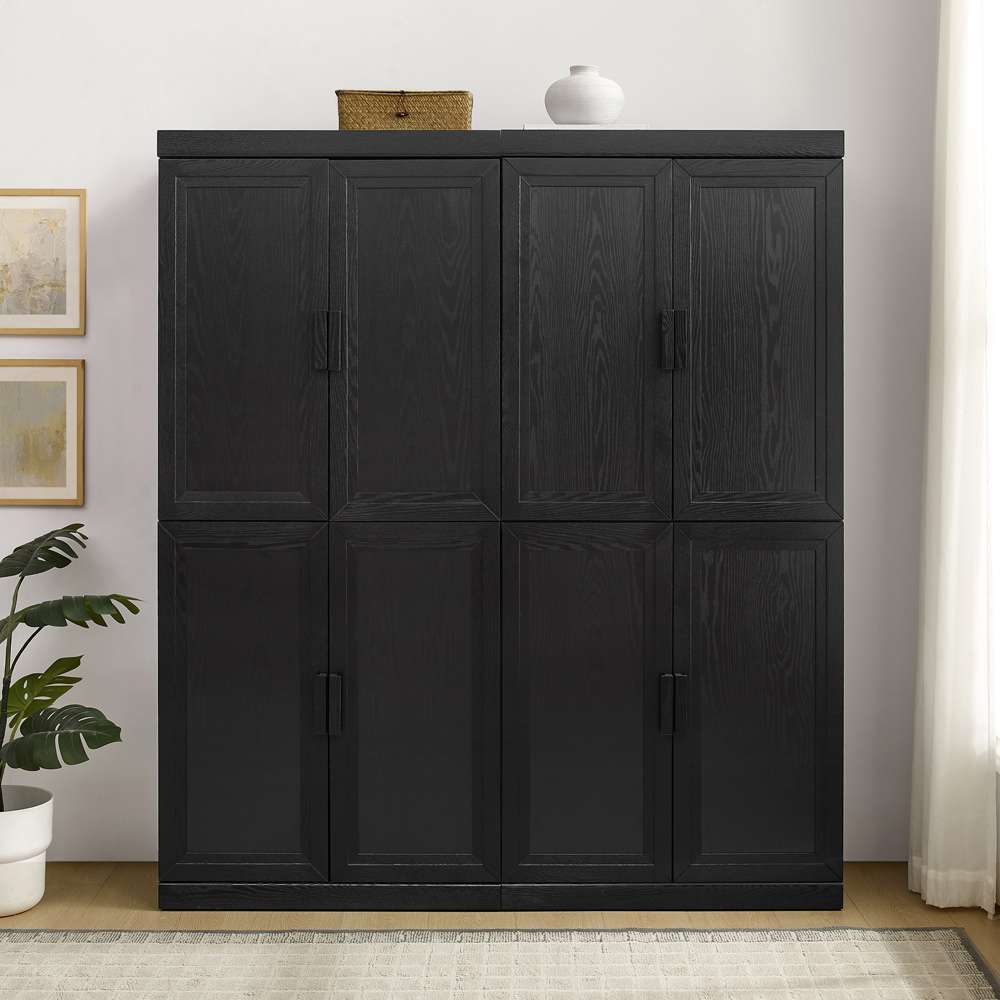Crosley Furniture - Essen 2Pc Kitchen Pantry Storage Cabinet Set Black - 2 Pantries - KF33064BK veiw 3
