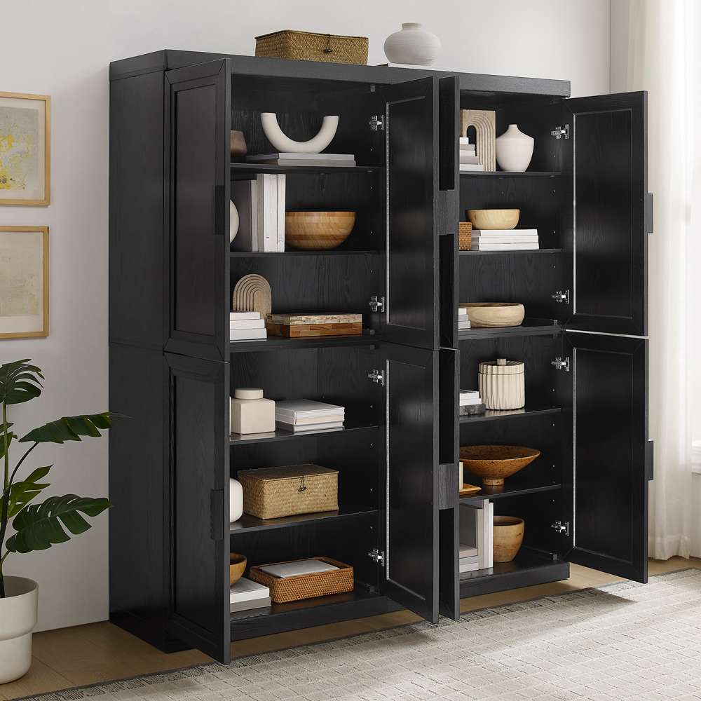 Crosley Furniture - Essen 2Pc Kitchen Pantry Storage Cabinet Set Black - 2 Pantries - KF33064BK veiw 4