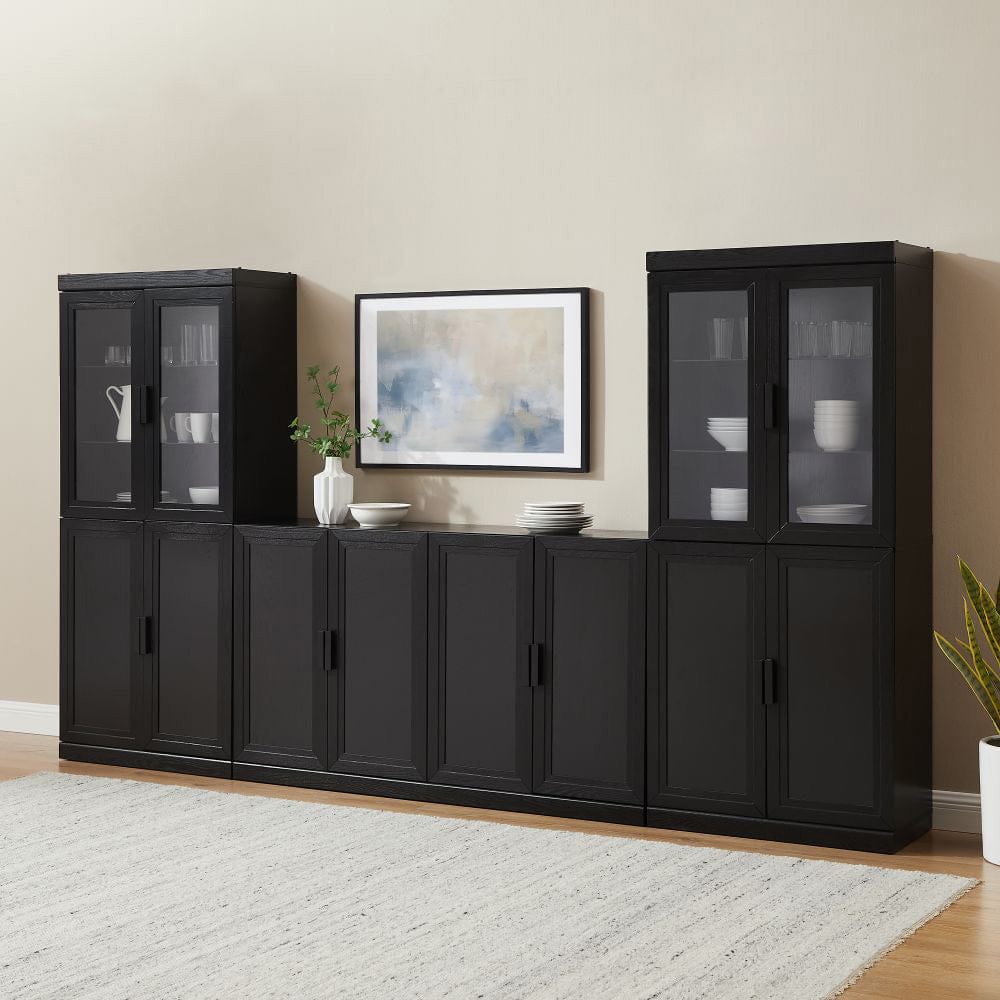 Crosley Furniture - Essen 3-Piece Sideboard And Glass Door Pantry Set - Sideboard & 2 Glass Door Pantries - KF33068BK view 6