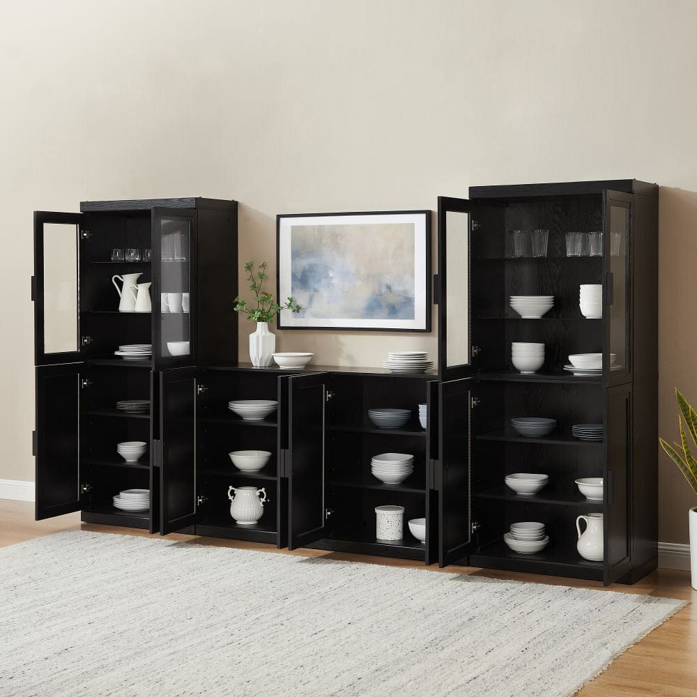 Crosley Furniture - Essen 3-Piece Sideboard And Glass Door Pantry Set - Sideboard & 2 Glass Door Pantries - KF33068BK view 8