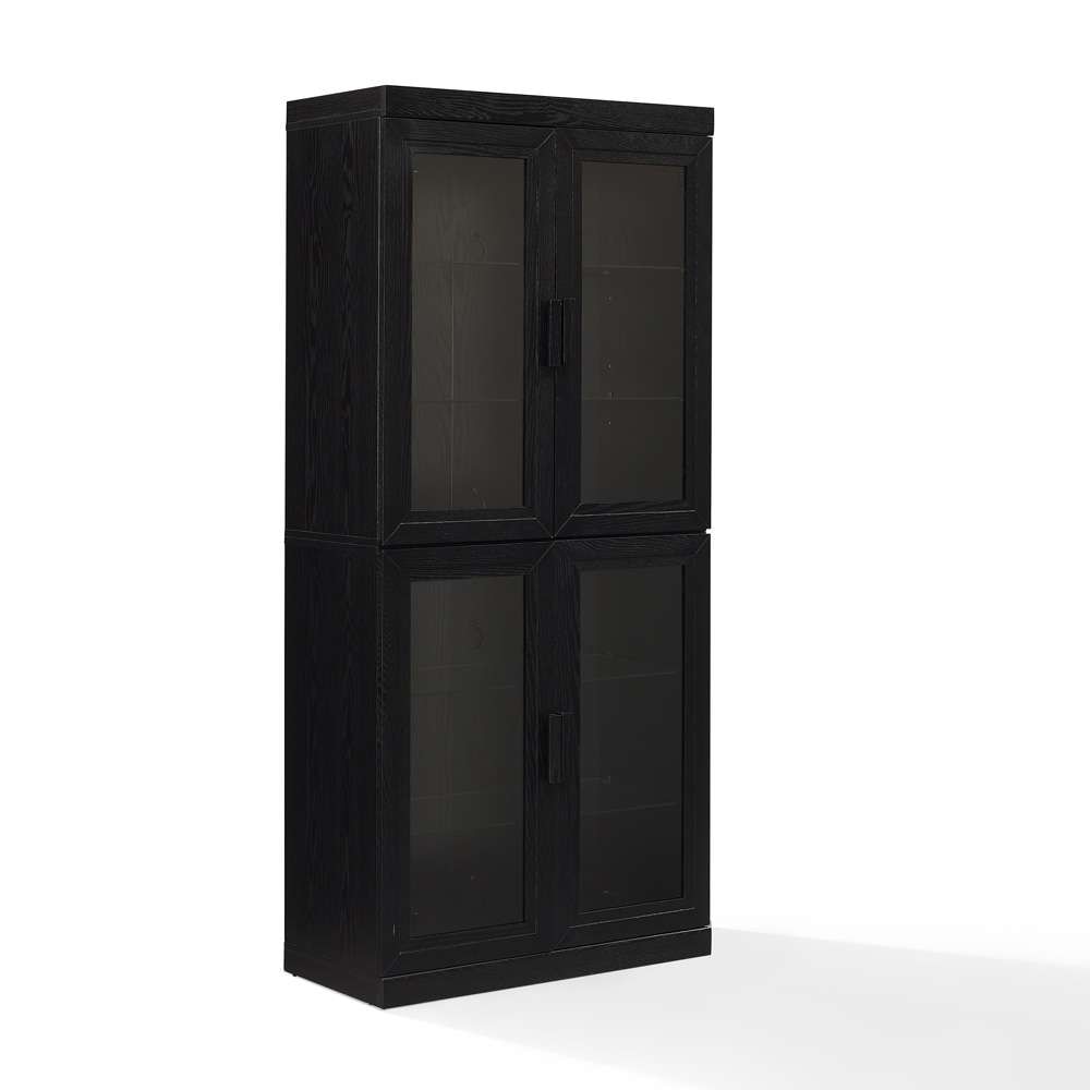 Crosley Furniture - Essen Glass Door Kitchen Pantry Storage Cabinet Black - KF33062BK veiw 1