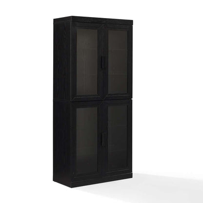Crosley Furniture - Essen Glass Door Kitchen Pantry Storage Cabinet Black - KF33062BK veiw 1