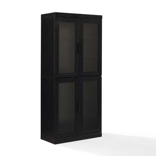 Crosley Furniture - Essen Glass Door Kitchen Pantry Storage Cabinet Black - KF33062BK veiw 1