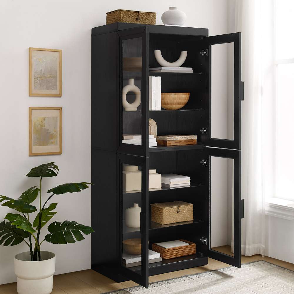 Crosley Furniture - Essen Glass Door Kitchen Pantry Storage Cabinet Black - KF33062BK veiw 4
