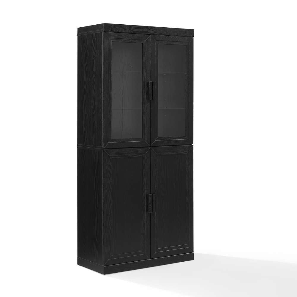 Crosley Furniture - Essen Pantry Storage Cabinet With Glass Door Hutch Black - KF33063BK veiw 1