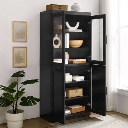 Crosley Furniture - Essen Pantry Storage Cabinet With Glass Door Hutch Black - KF33063BK veiw 4