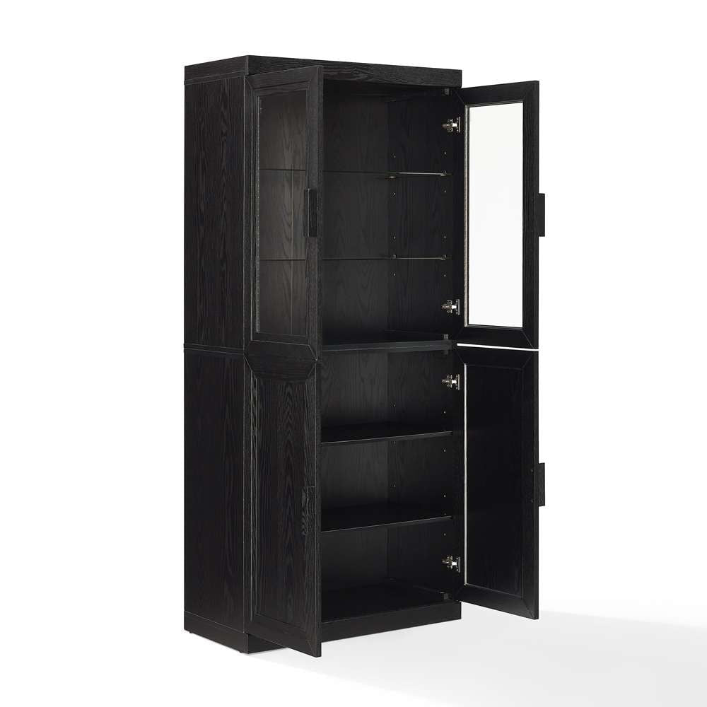 Crosley Furniture - Essen Pantry Storage Cabinet With Glass Door Hutch Black - KF33063BK veiw 7