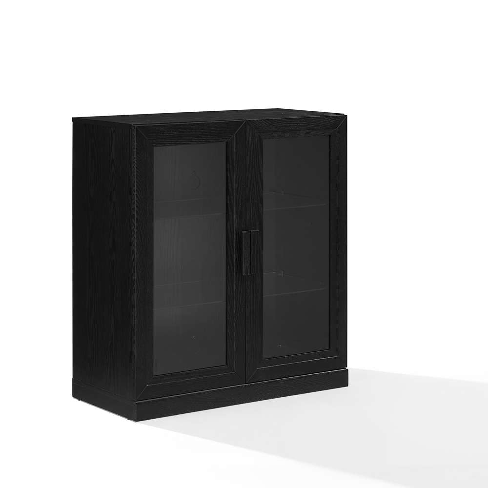 Crosley Furniture - Essen Stackable Glass Door Kitchen Pantry Storage Cabinet Black - CF3138-BK veiw 1