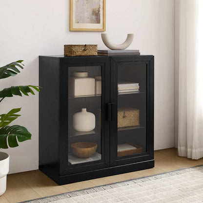 Crosley Furniture - Essen Stackable Glass Door Kitchen Pantry Storage Cabinet Black - CF3138-BK veiw 2