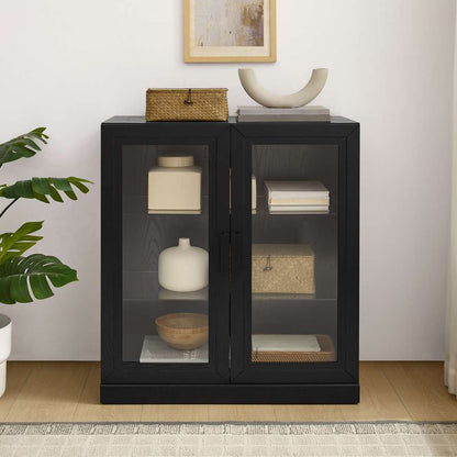 Crosley Furniture - Essen Stackable Glass Door Kitchen Pantry Storage Cabinet Black - CF3138-BK veiw 3