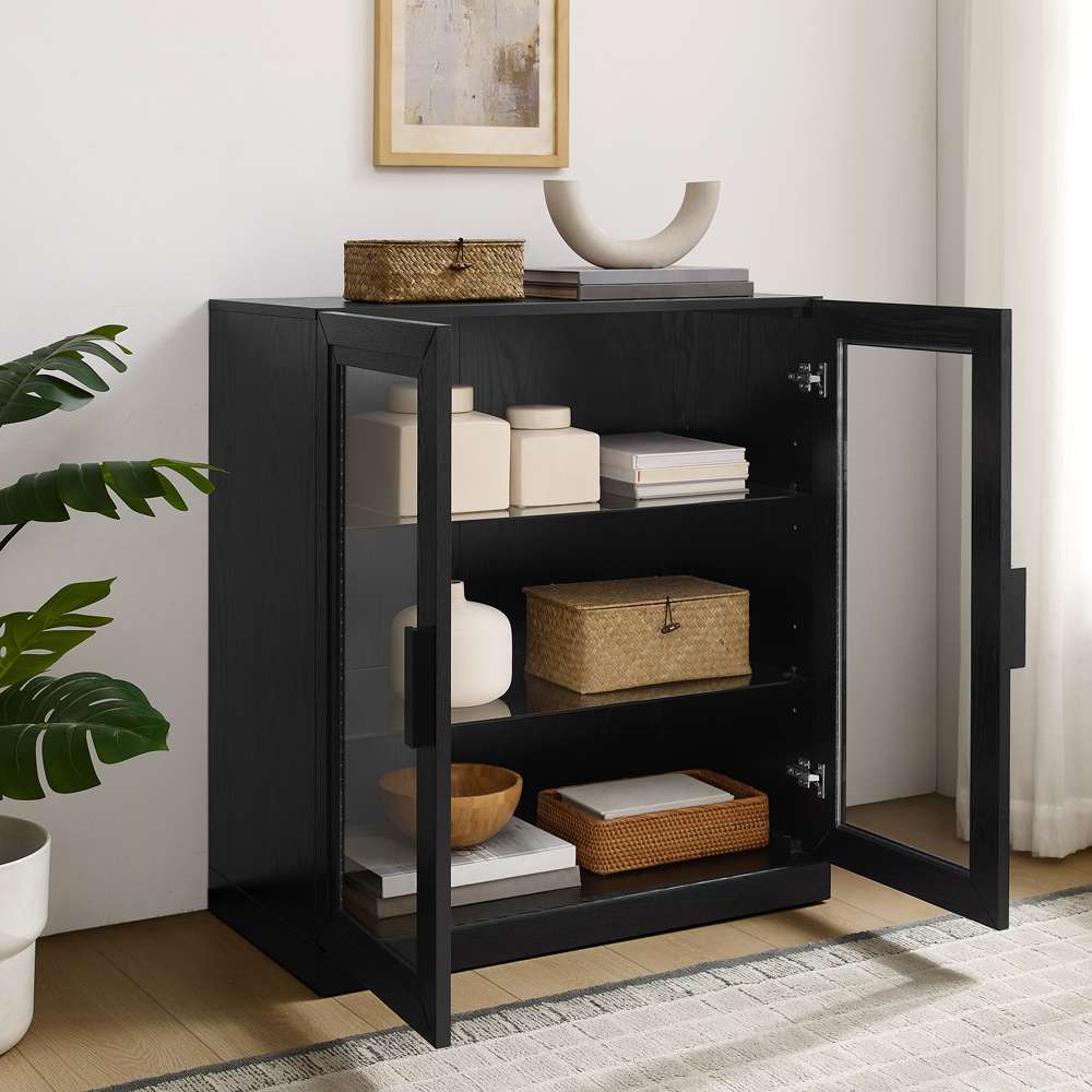 Crosley Furniture - Essen Stackable Glass Door Kitchen Pantry Storage Cabinet Black - CF3138-BK veiw 4