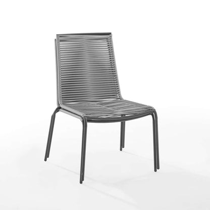 Crosley Furniture - Fenton 2Pc Outdoor Wicker Stackable Chair Set Gray/Matte Black - 2 Chairs - MO74965MB-GY veiw 5