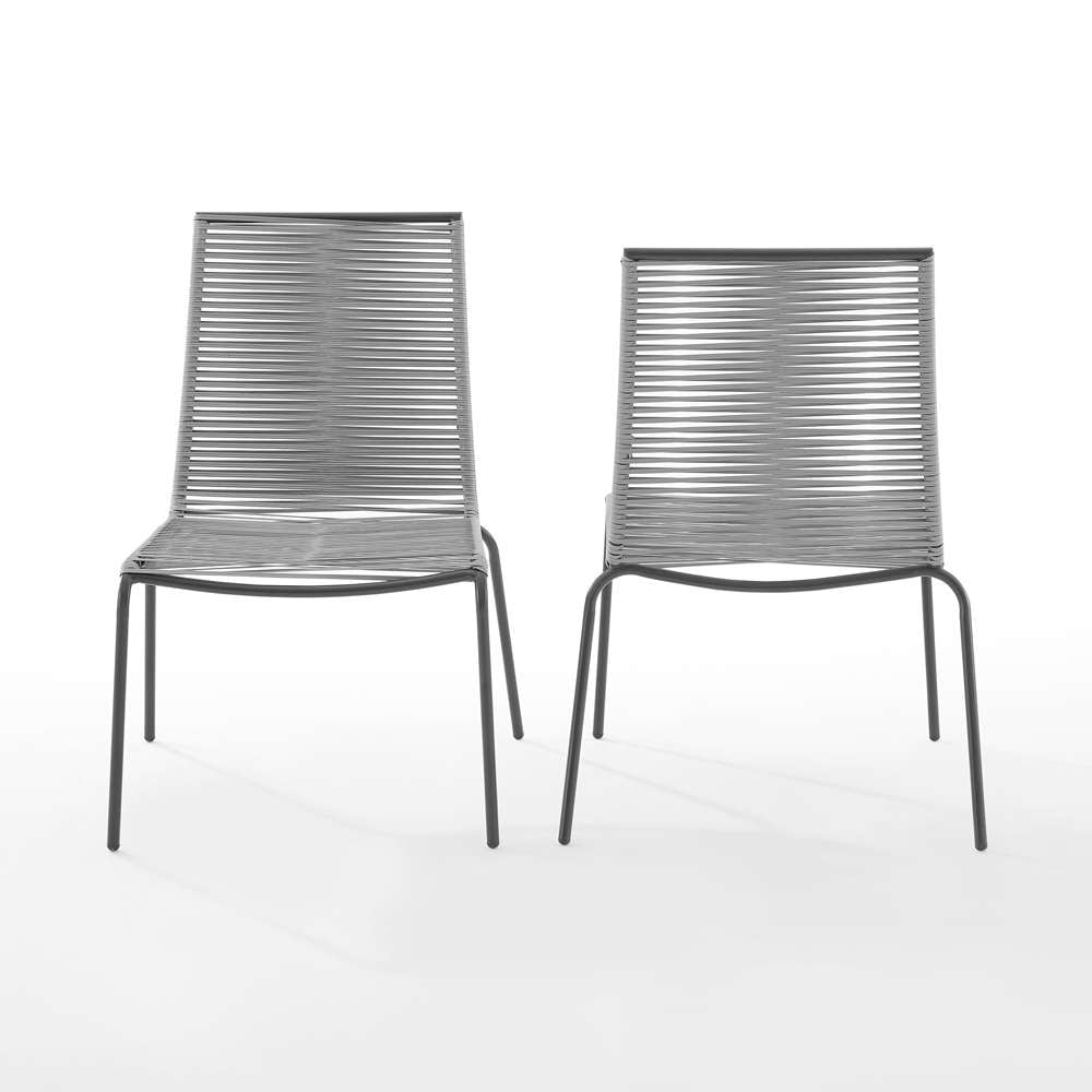 Crosley Furniture - Fenton 4Pc Outdoor Wicker Stackable Chair Set Gray/Matte Black - 4 Chairs - MO74966MB-GY veiw 4