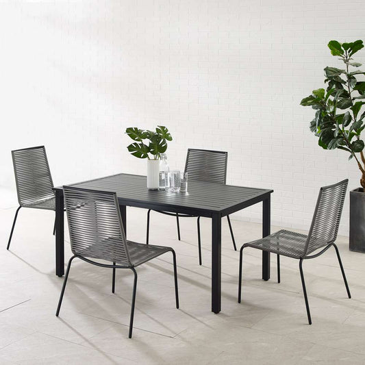 Crosley Furniture - Fenton 5Pc Outdoor Wicker/ Metal Dining Set Gray/Matte Black - Table & 4 Chairs - KO70282MB-GY veiw 1
