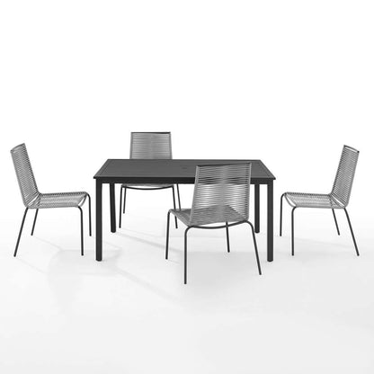 Crosley Furniture - Fenton 5Pc Outdoor Wicker/ Metal Dining Set Gray/Matte Black - Table & 4 Chairs - KO70282MB-GY veiw 3