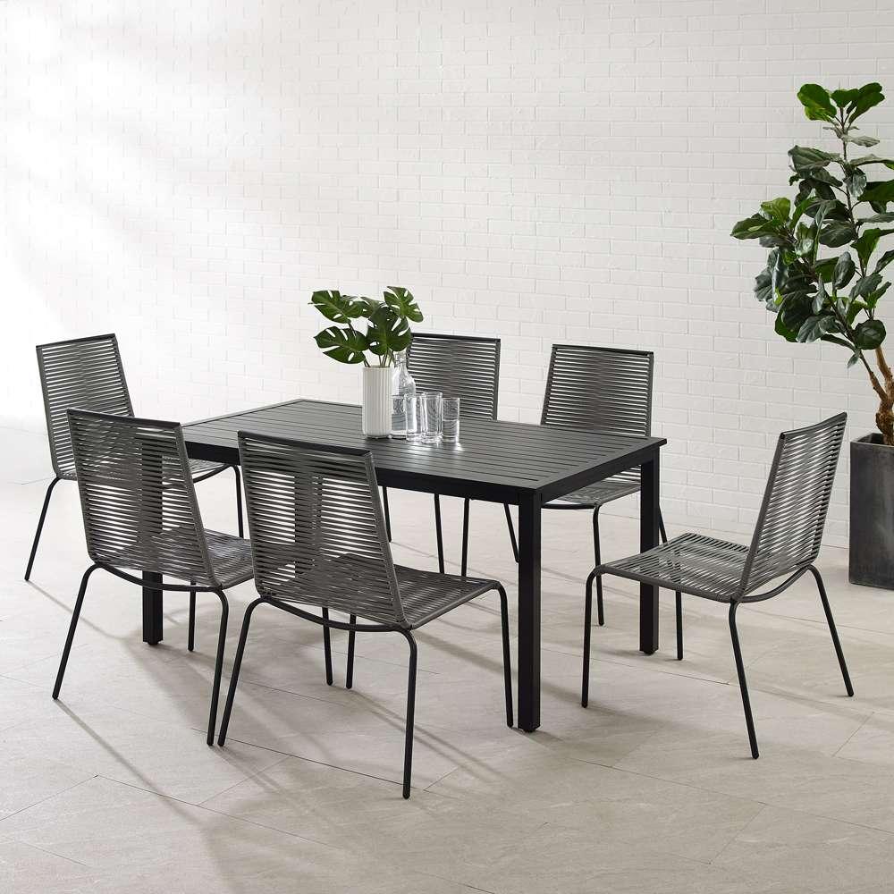 Crosley Furniture - Fenton 7Pc Outdoor Wicker/ Metal Dining Set Gray/Matte Black - Table & 6 Chairs - KO70283MB-GY veiw 1
