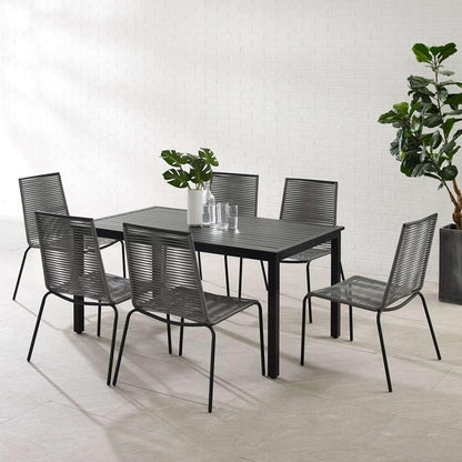 Crosley Furniture - Fenton 7Pc Outdoor Wicker/ Metal Dining Set Gray/Matte Black - Table & 6 Chairs - KO70283MB-GY veiw 1