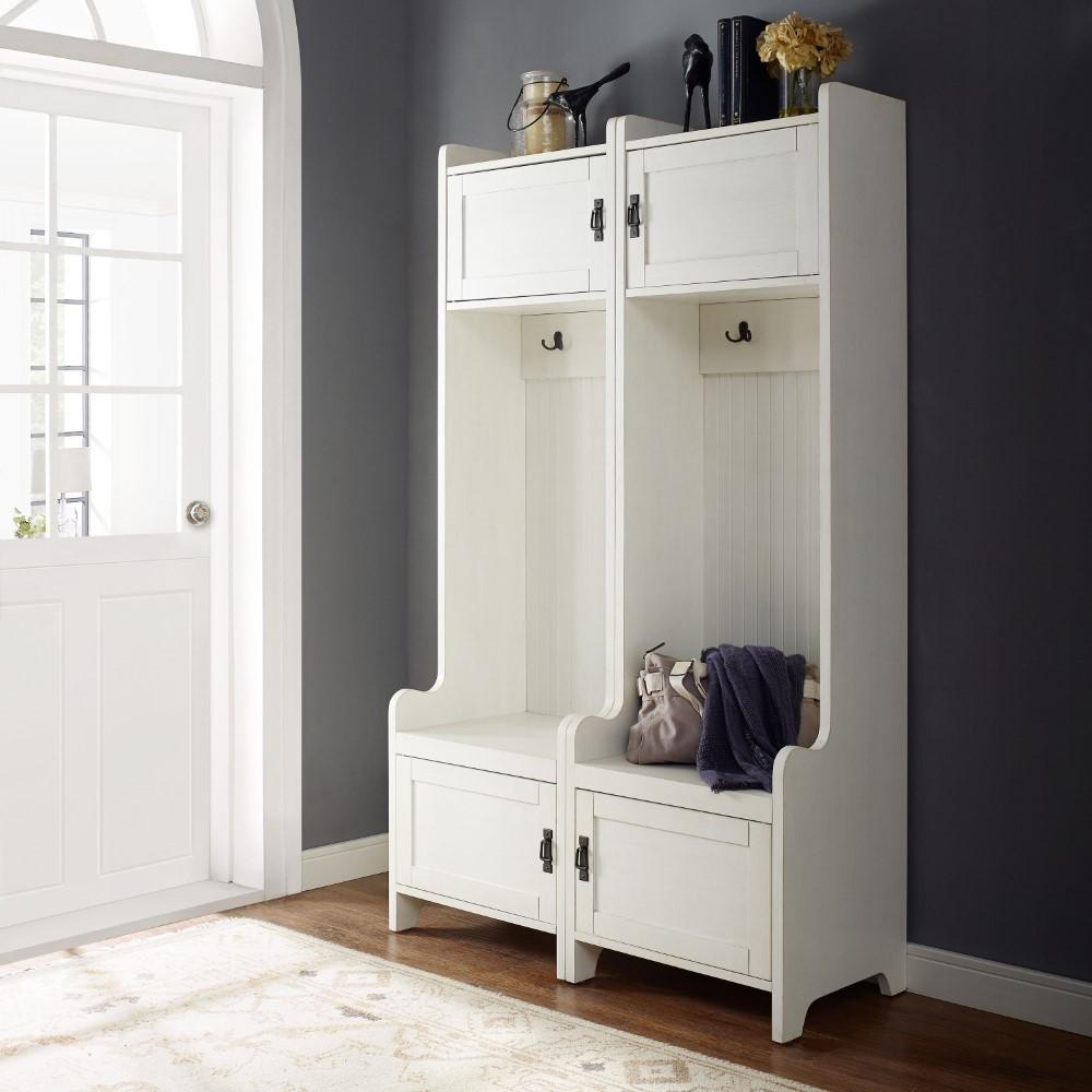 Crosley Furniture - Fremont 2 Pc Entryway Kit Two Towers in Distressed Whit - KF60004WH veiw 2