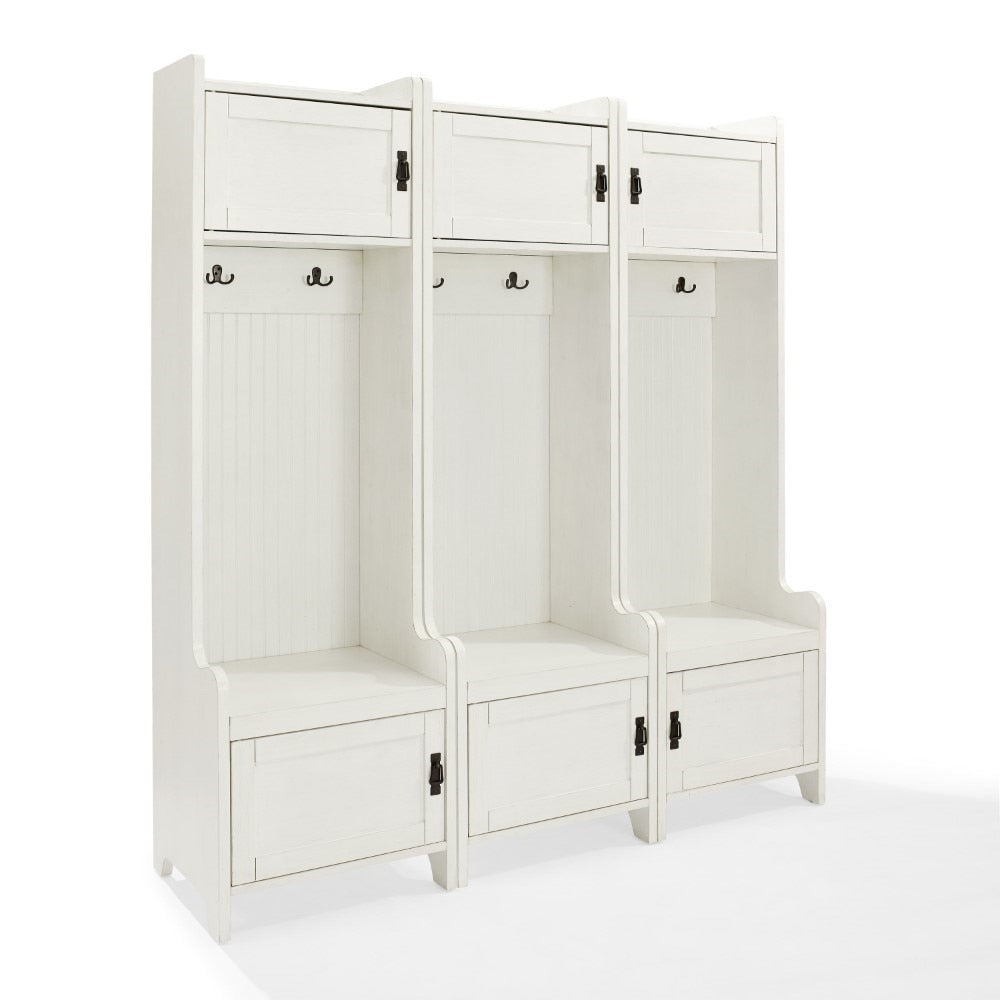 Crosley Furniture - Fremont 3 Pc Entryway Kit - Three Towers in Distressed White - KF60005WH veiw 1