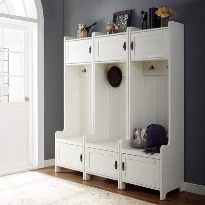 Crosley Furniture - Fremont 3 Pc Entryway Kit - Three Towers in Distressed White - KF60005WH veiw 2