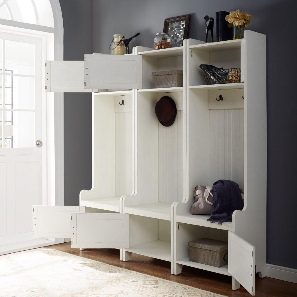 Crosley Furniture - Fremont 3 Pc Entryway Kit - Three Towers in Distressed White - KF60005WH veiw 5
