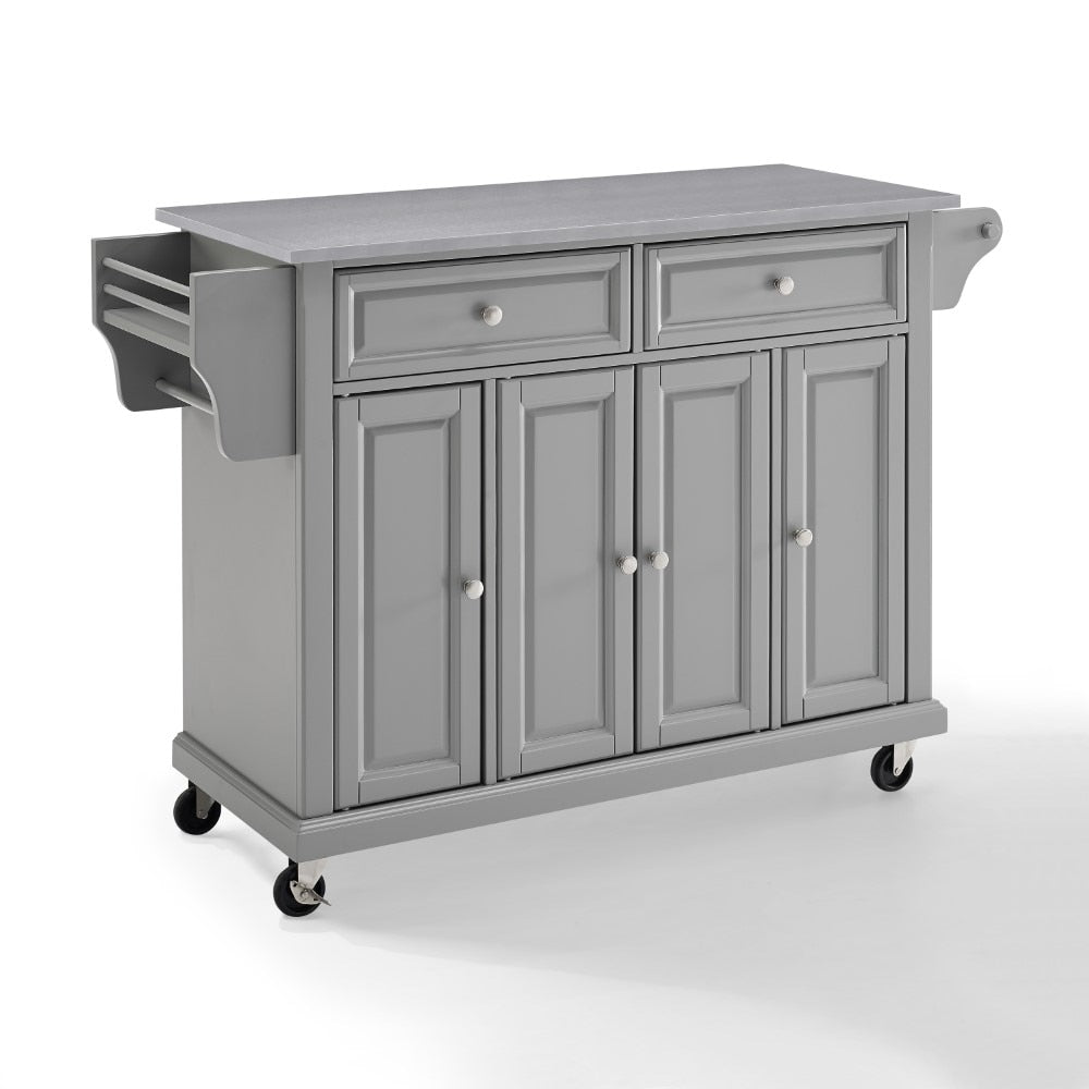 Crosley Furniture - Full Size Stainless Steel Top Kitchen Cart Gray/Stainless Steel - KF30002EGY veiw 1