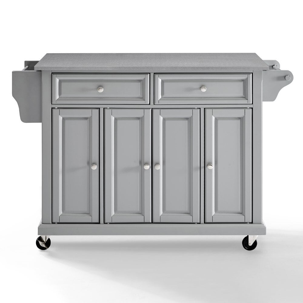 Crosley Furniture - Full Size Stainless Steel Top Kitchen Cart Gray/Stainless Steel - KF30002EGY veiw 2