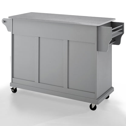 Crosley Furniture - Full Size Stainless Steel Top Kitchen Cart Gray/Stainless Steel - KF30002EGY veiw 3