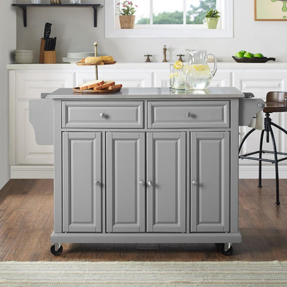 Crosley Furniture - Full Size Stainless Steel Top Kitchen Cart Gray/Stainless Steel - KF30002EGY veiw 7