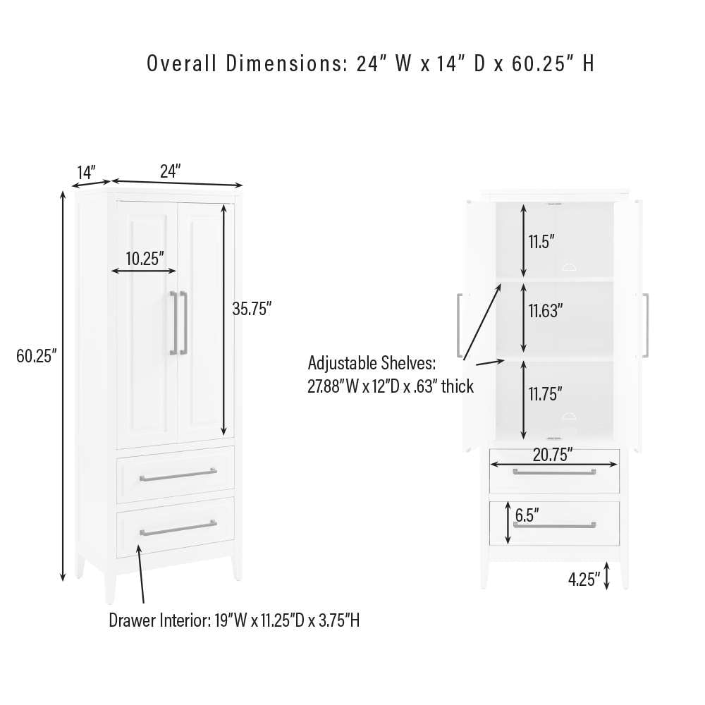 Crosley Furniture Genevieve Storage Pantry White - CF3136-WH veiw 12