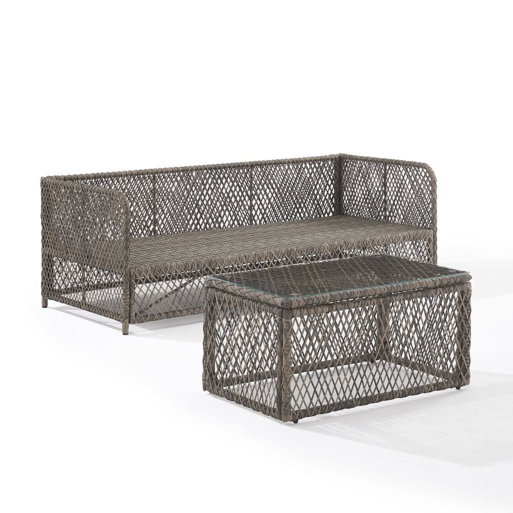 Crosley Furniture - Granite Bay 2Pc Wicker Outdoor Sofa Patio Furniture Set - Sofa & Coffee Table - KO70366ST-CR view 1
