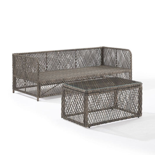 Crosley Furniture - Granite Bay 2Pc Wicker Outdoor Sofa Patio Furniture Set - Sofa & Coffee Table - KO70366ST-CR view 1
