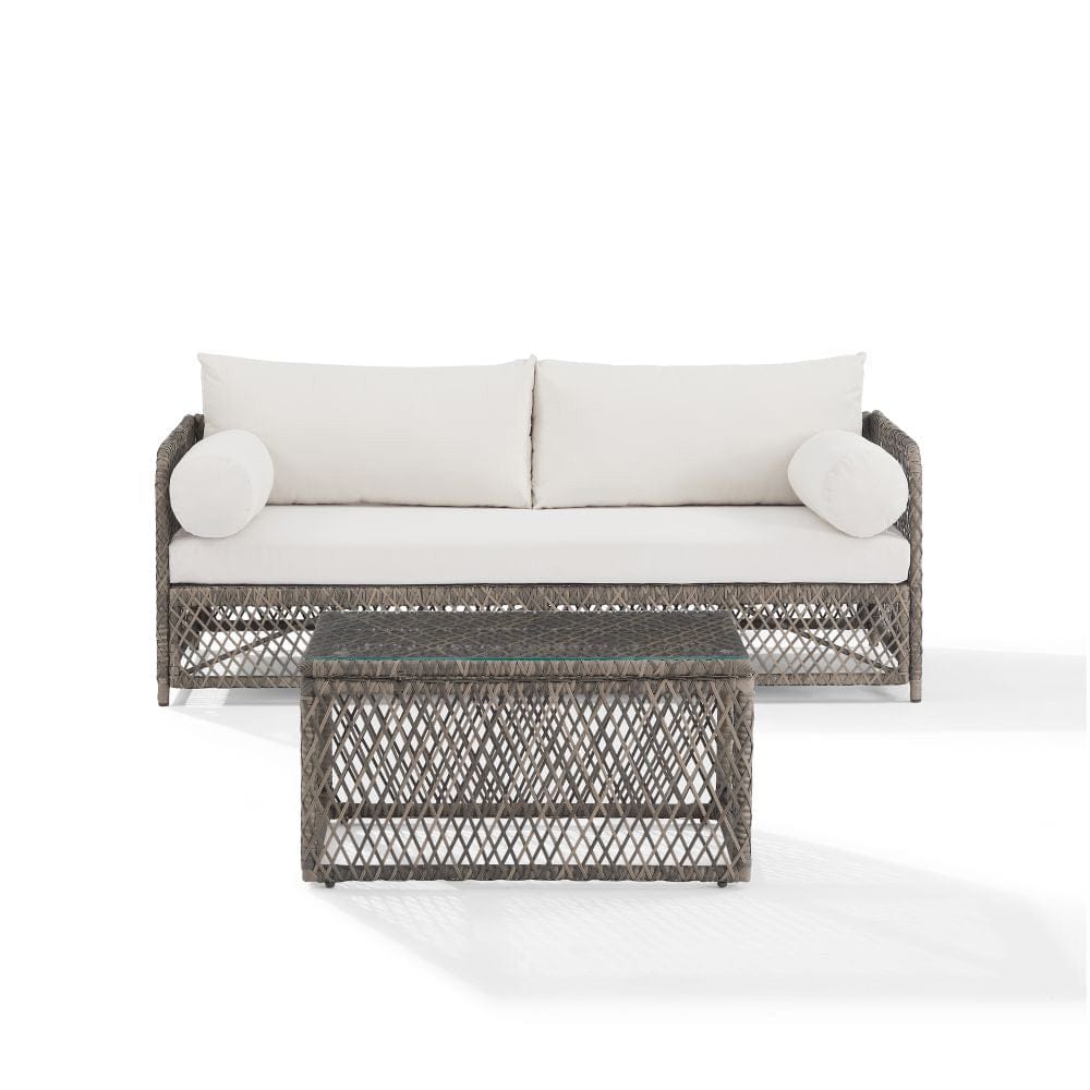 Crosley Furniture - Granite Bay 2Pc Wicker Outdoor Sofa Patio Furniture Set - Sofa & Coffee Table - KO70366ST-CR view 2