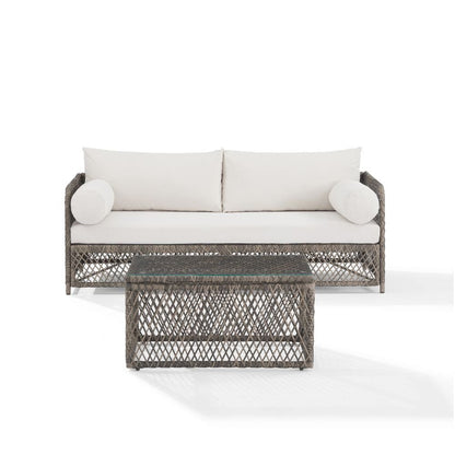 Crosley Furniture - Granite Bay 2Pc Wicker Outdoor Sofa Patio Furniture Set - Sofa & Coffee Table - KO70366ST-CR view 2