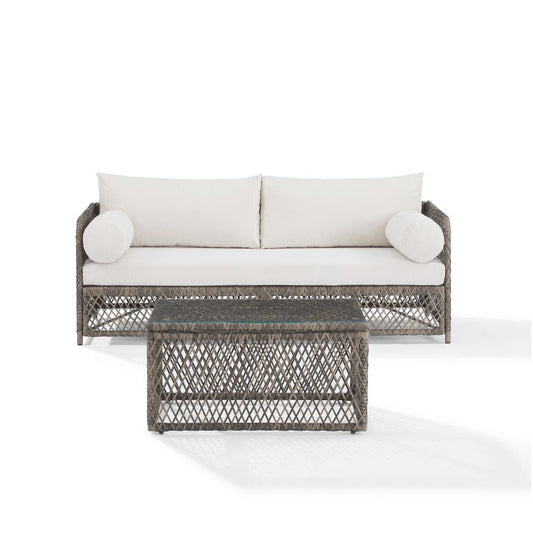 Crosley Furniture - Granite Bay 2Pc Wicker Outdoor Sofa Patio Furniture Set - Sofa & Coffee Table - KO70366ST-CR view 2